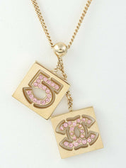 2002年製 ラインストーンCCマークネックレス ゴールド/ピンク