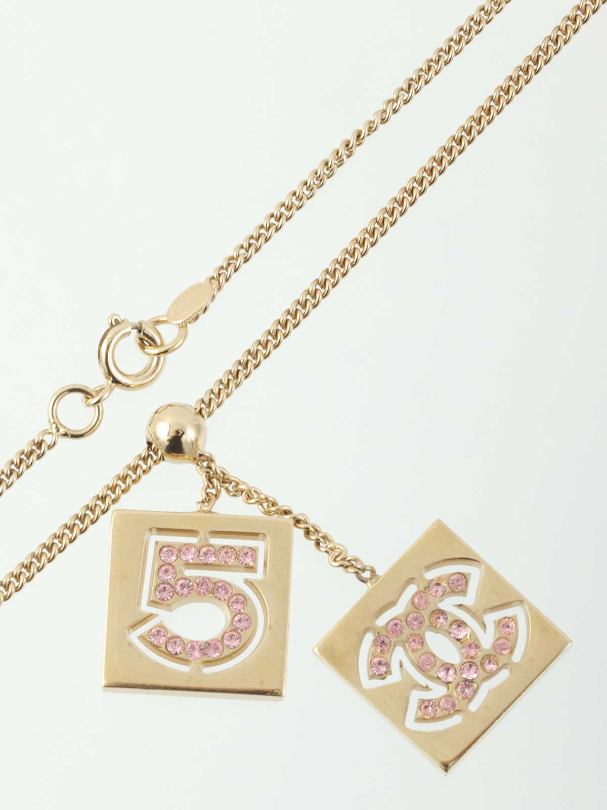 2002年製 ラインストーンCCマークネックレス ゴールド/ピンク