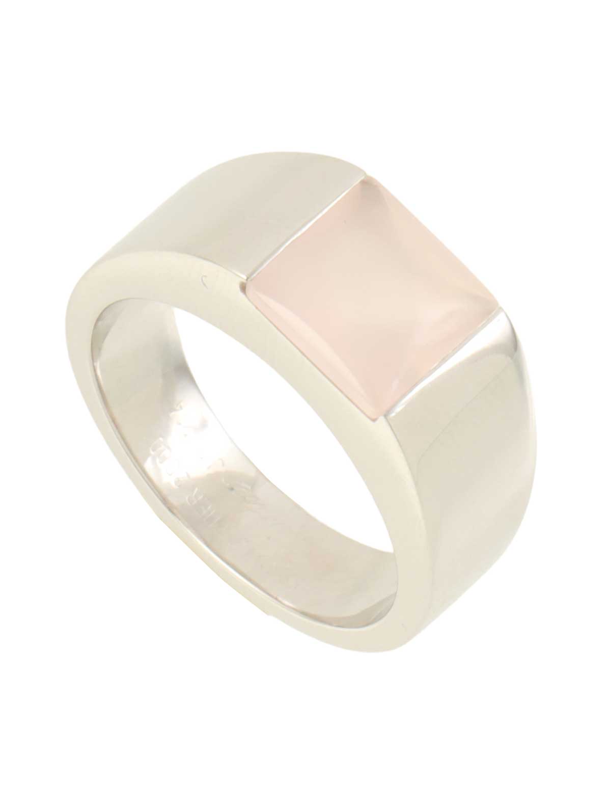 K18WG rose quartz ring in white gold