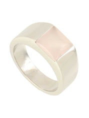 K18WG rose quartz ring in white gold