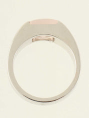 K18WG rose quartz ring in white gold