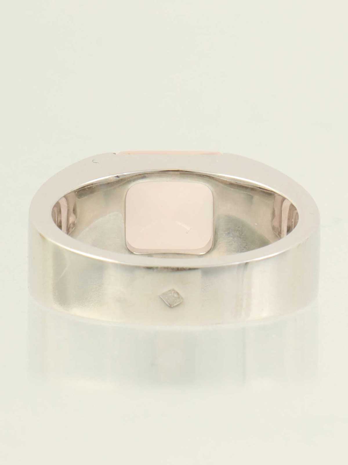 K18WG rose quartz ring in white gold