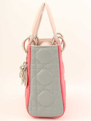 レディディオールミニカナージュステッチ2wayバッグ ピンク/グレー