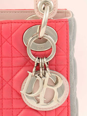 レディディオールミニカナージュステッチ2wayバッグ ピンク/グレー