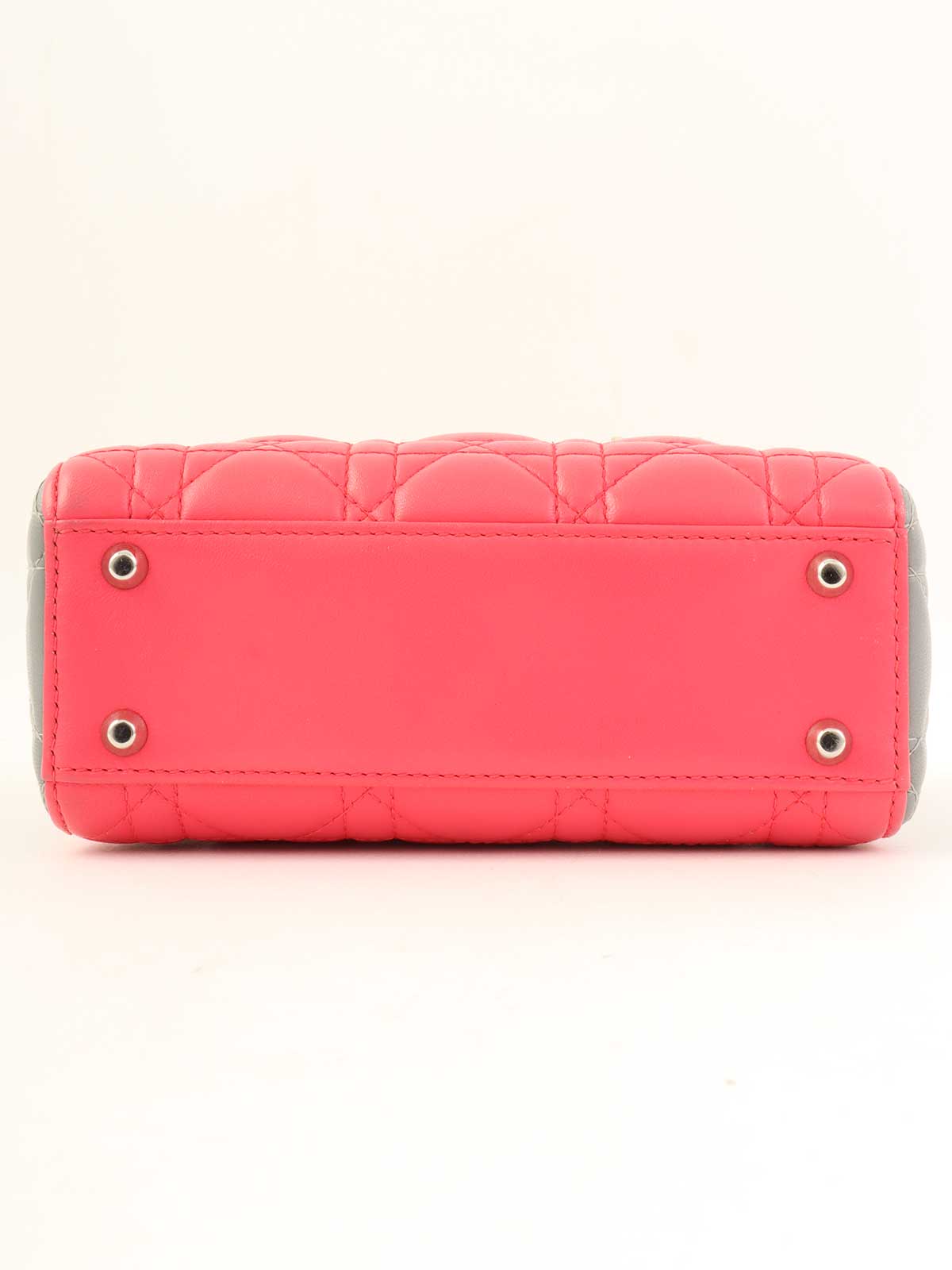 レディディオールミニカナージュステッチ2wayバッグ ピンク/グレー