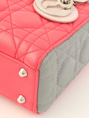 レディディオールミニカナージュステッチ2wayバッグ ピンク/グレー