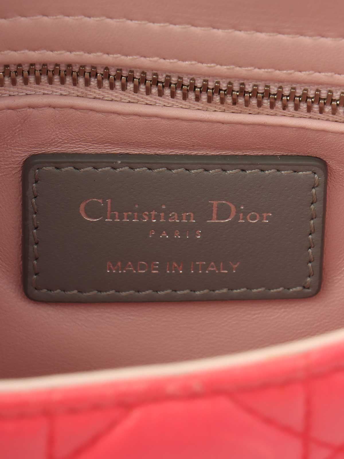 レディディオールミニカナージュステッチ2wayバッグ ピンク/グレー