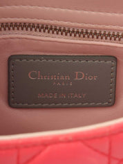 レディディオールミニカナージュステッチ2wayバッグ ピンク/グレー