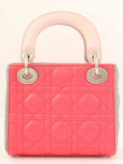 レディディオールミニカナージュステッチ2wayバッグ ピンク/グレー