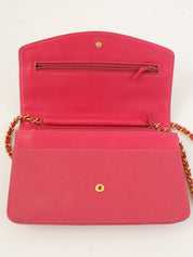 1998 Caviar Skin CC Mark Stitch Chain Wallet, Pink