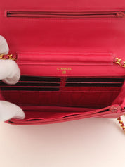 1998 Caviar Skin CC Mark Stitch Chain Wallet, Pink