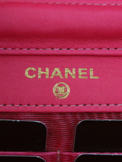 1998 Caviar Skin CC Mark Stitch Chain Wallet, Pink