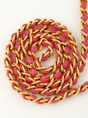 1998 Caviar Skin CC Mark Stitch Chain Wallet, Pink