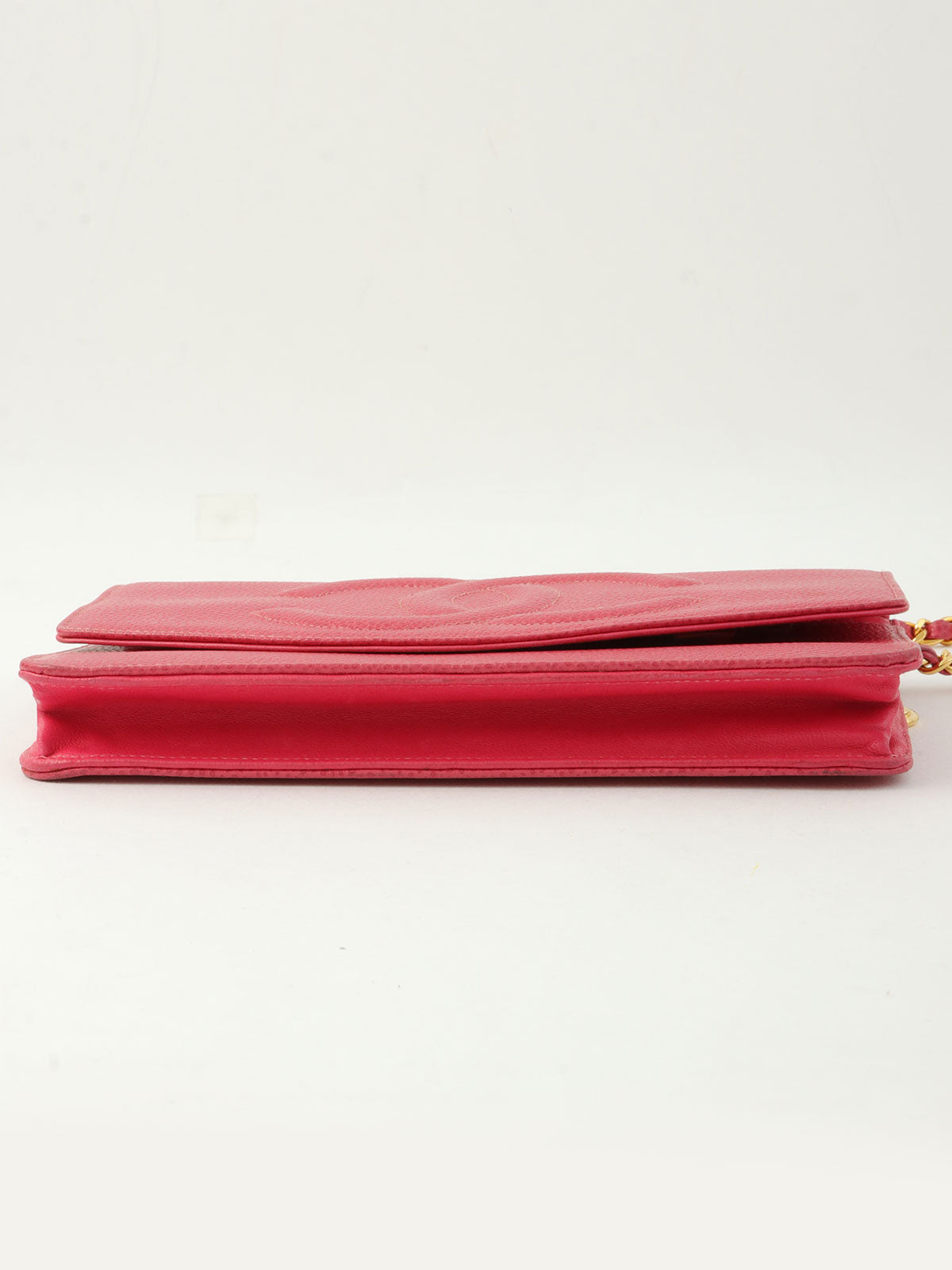 1998 Caviar Skin CC Mark Stitch Chain Wallet, Pink