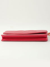 1998 Caviar Skin CC Mark Stitch Chain Wallet, Pink