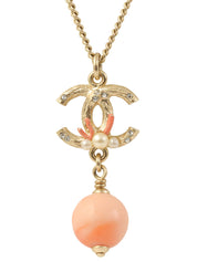 2012 CC Mark Pink Pearl Necklace Gold/Pink