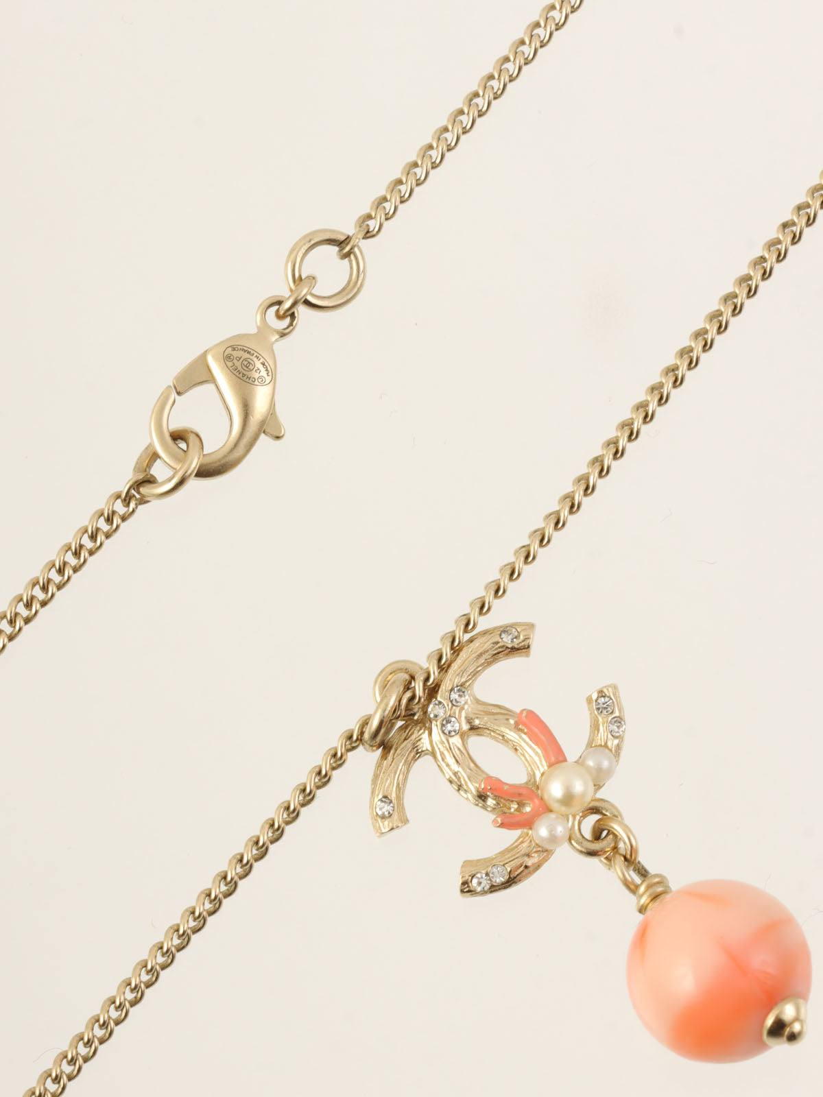 2012 CC Mark Pink Pearl Necklace Gold/Pink