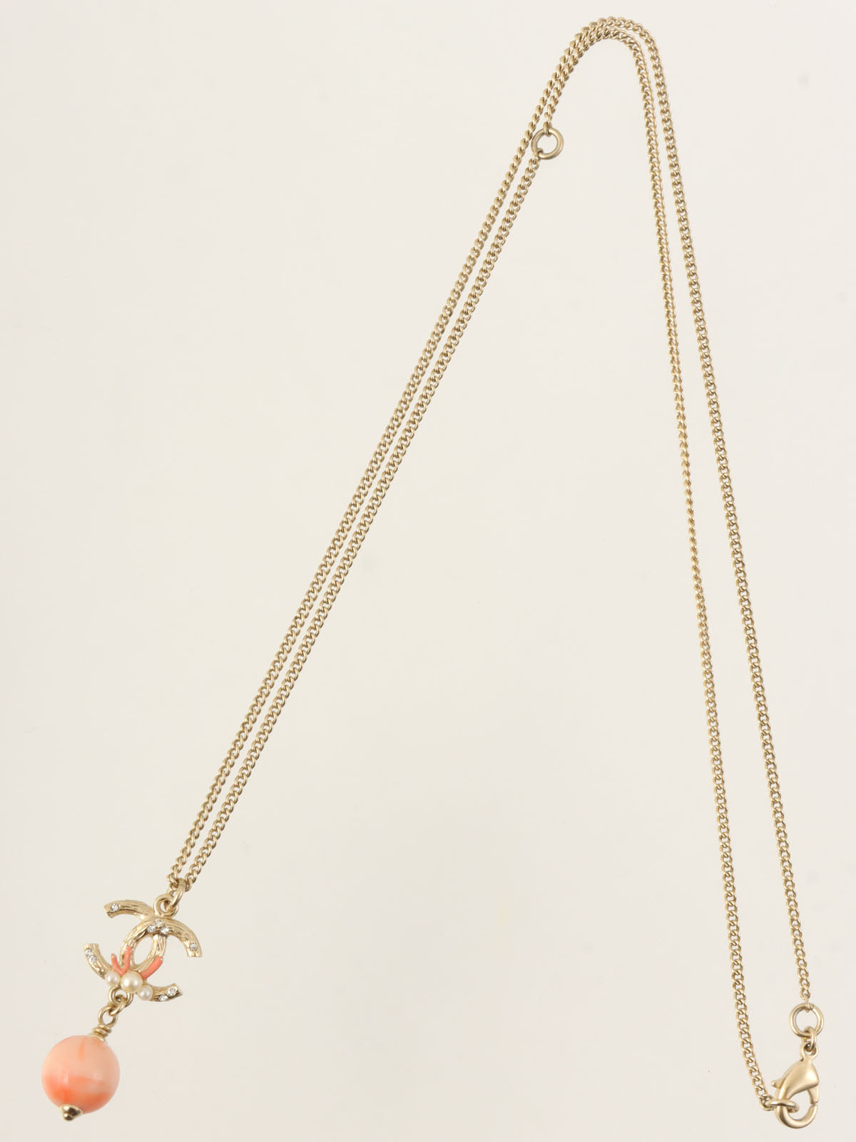 2012 CC Mark Pink Pearl Necklace Gold/Pink
