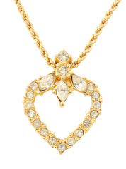 ラインストーンハートモチーフネックレス ゴールド