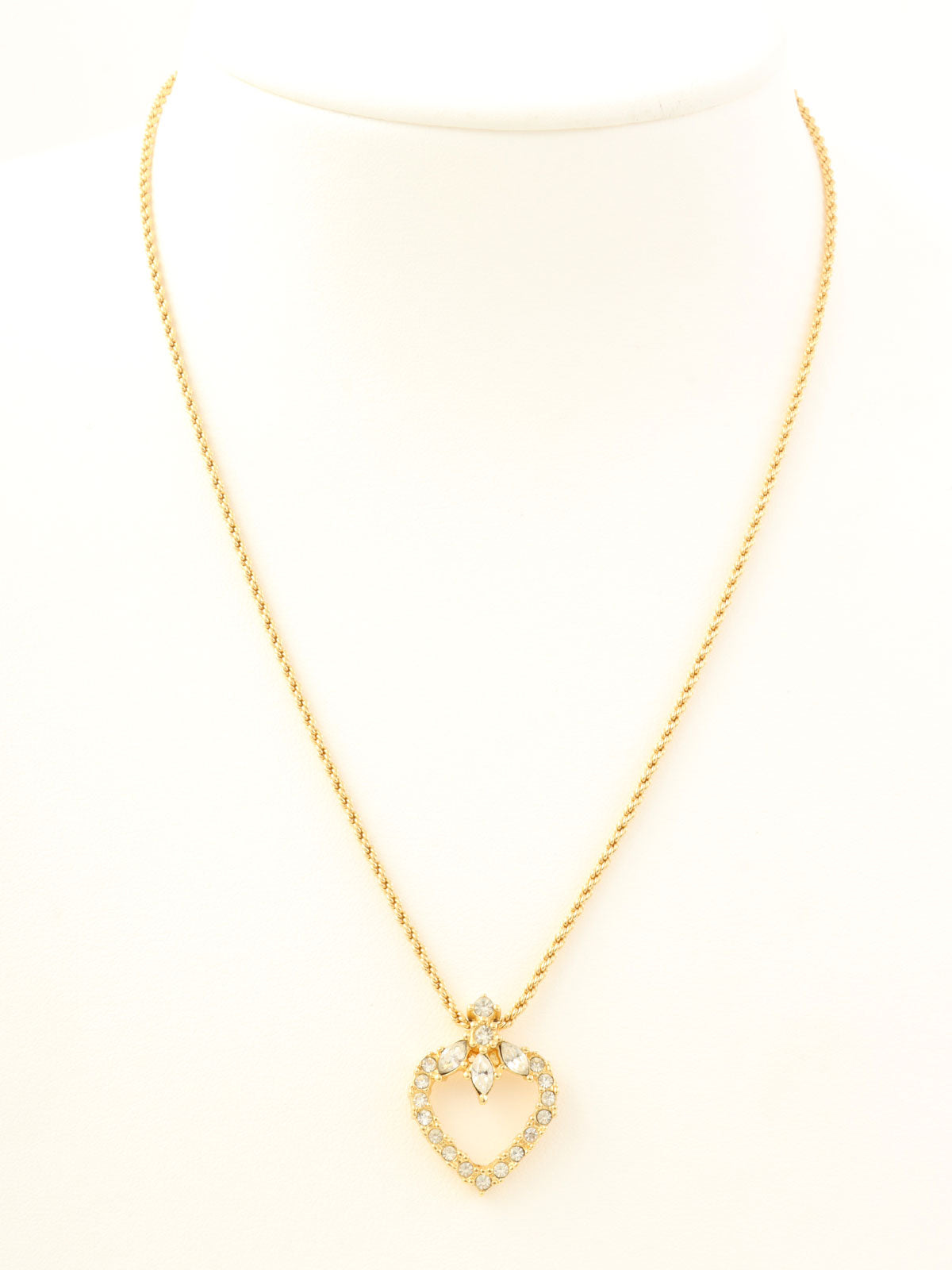 ラインストーンハートモチーフネックレス ゴールド