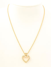 ラインストーンハートモチーフネックレス ゴールド