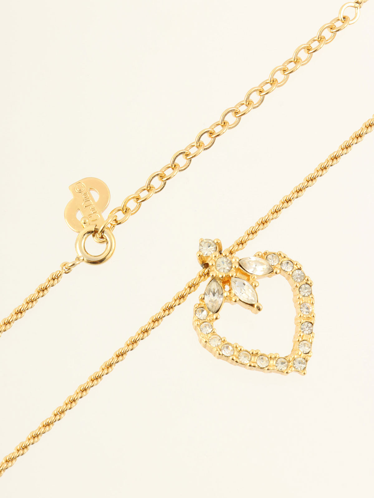 ラインストーンハートモチーフネックレス ゴールド