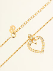 ラインストーンハートモチーフネックレス ゴールド