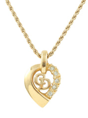 Rhinestone Cutout Logo Design Necklace Gold