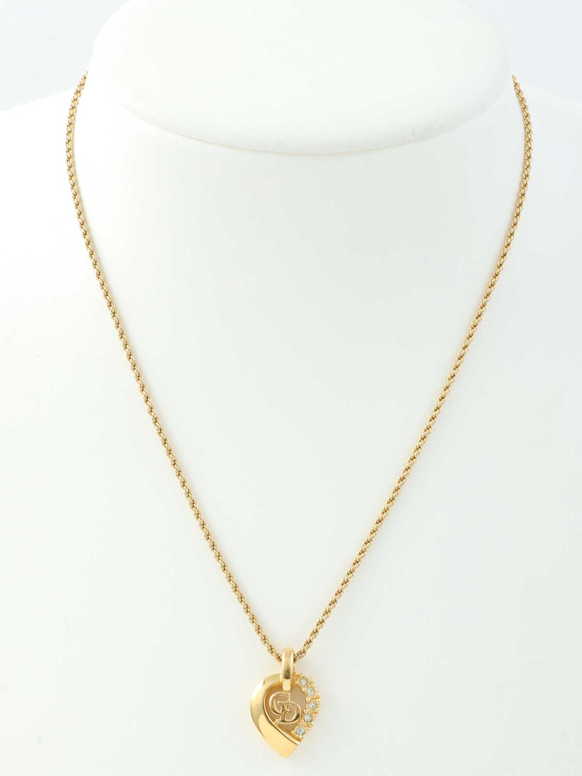 Rhinestone Cutout Logo Design Necklace Gold