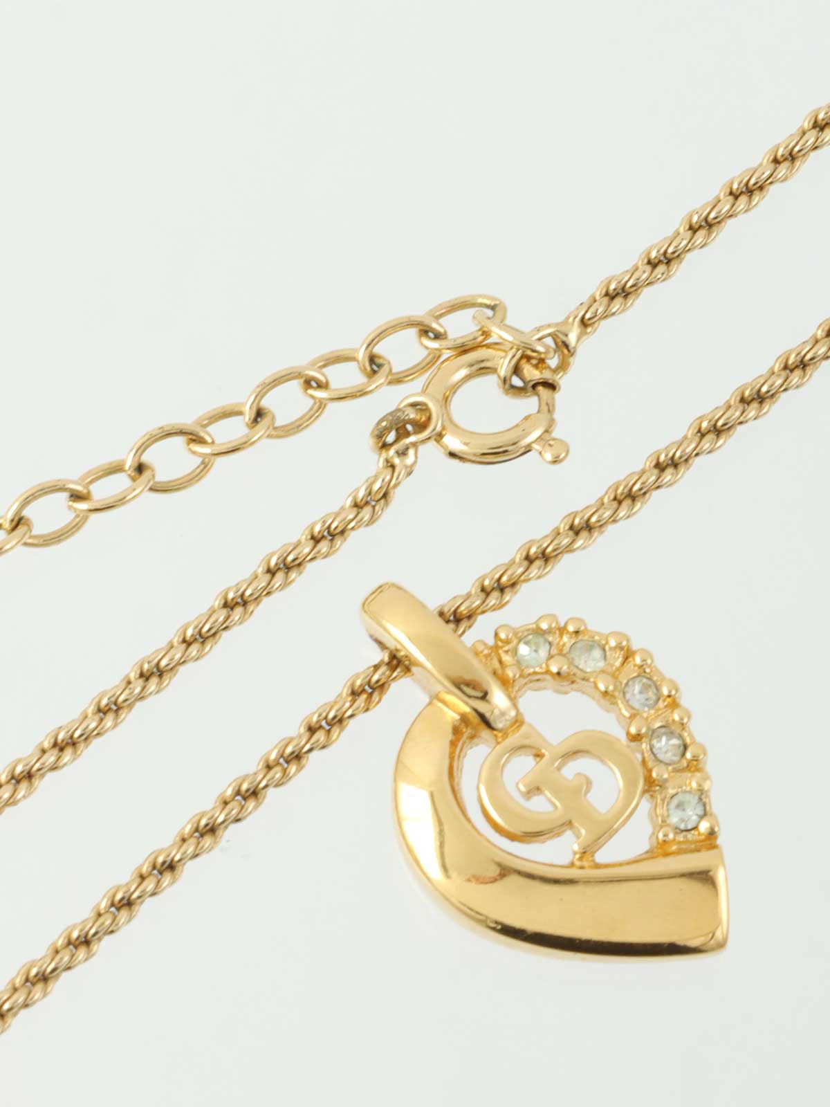 Rhinestone Cutout Logo Design Necklace Gold