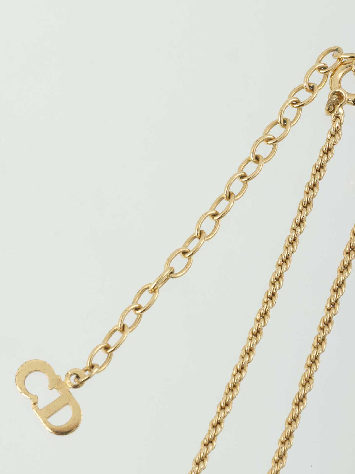 Rhinestone Cutout Logo Design Necklace Gold