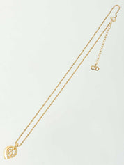 Rhinestone Cutout Logo Design Necklace Gold