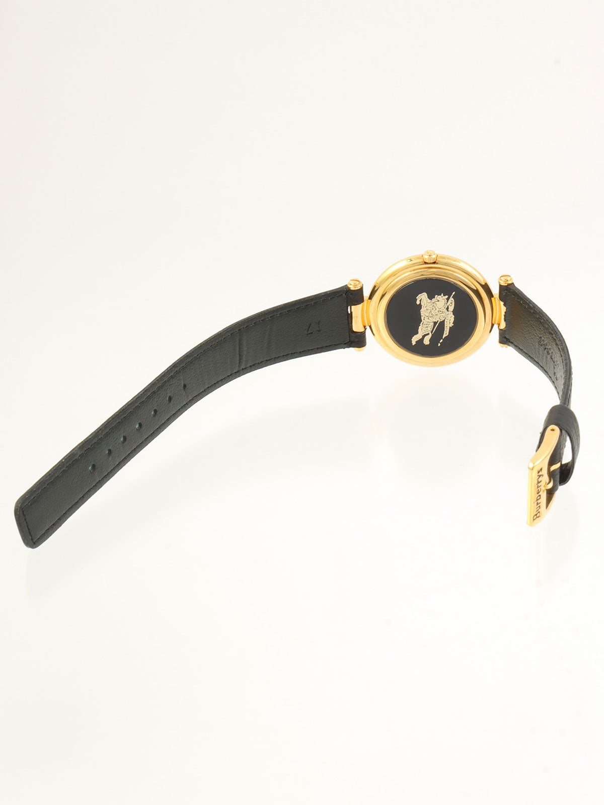 格纹圆形Logo表盘腕表，黑/金