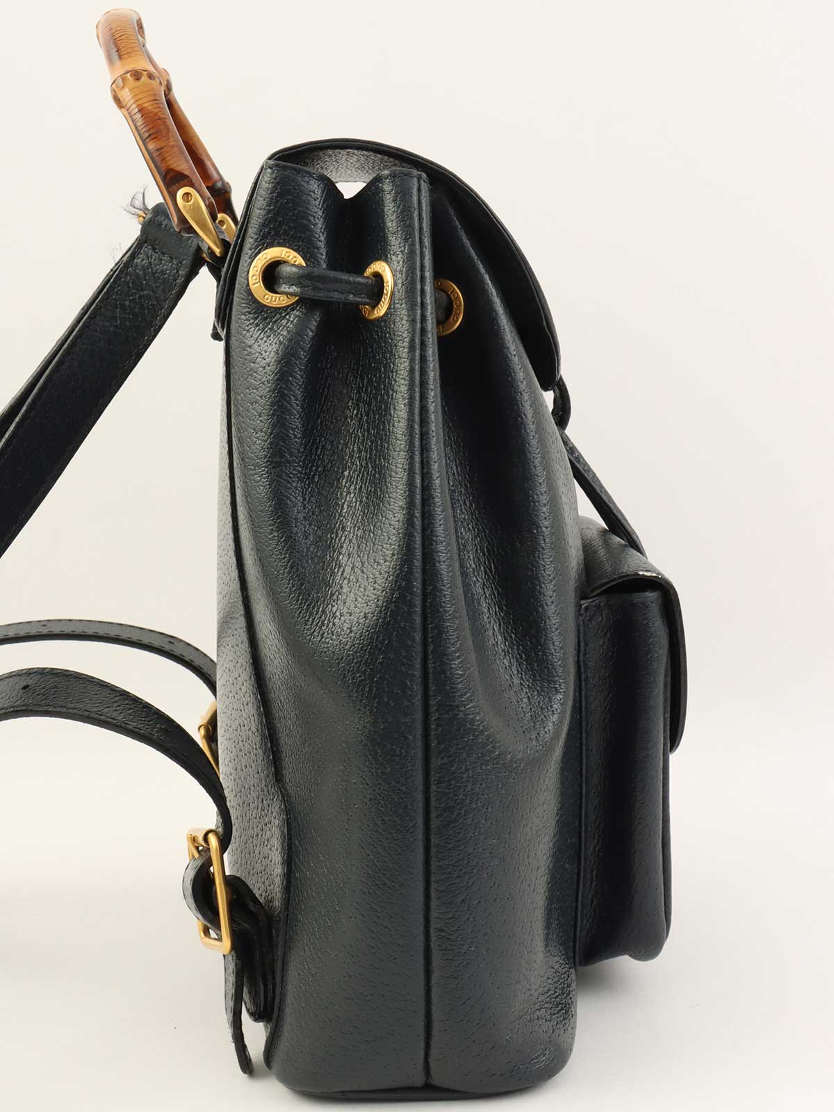 Pigskin Bamboo Backpack Mini Navy