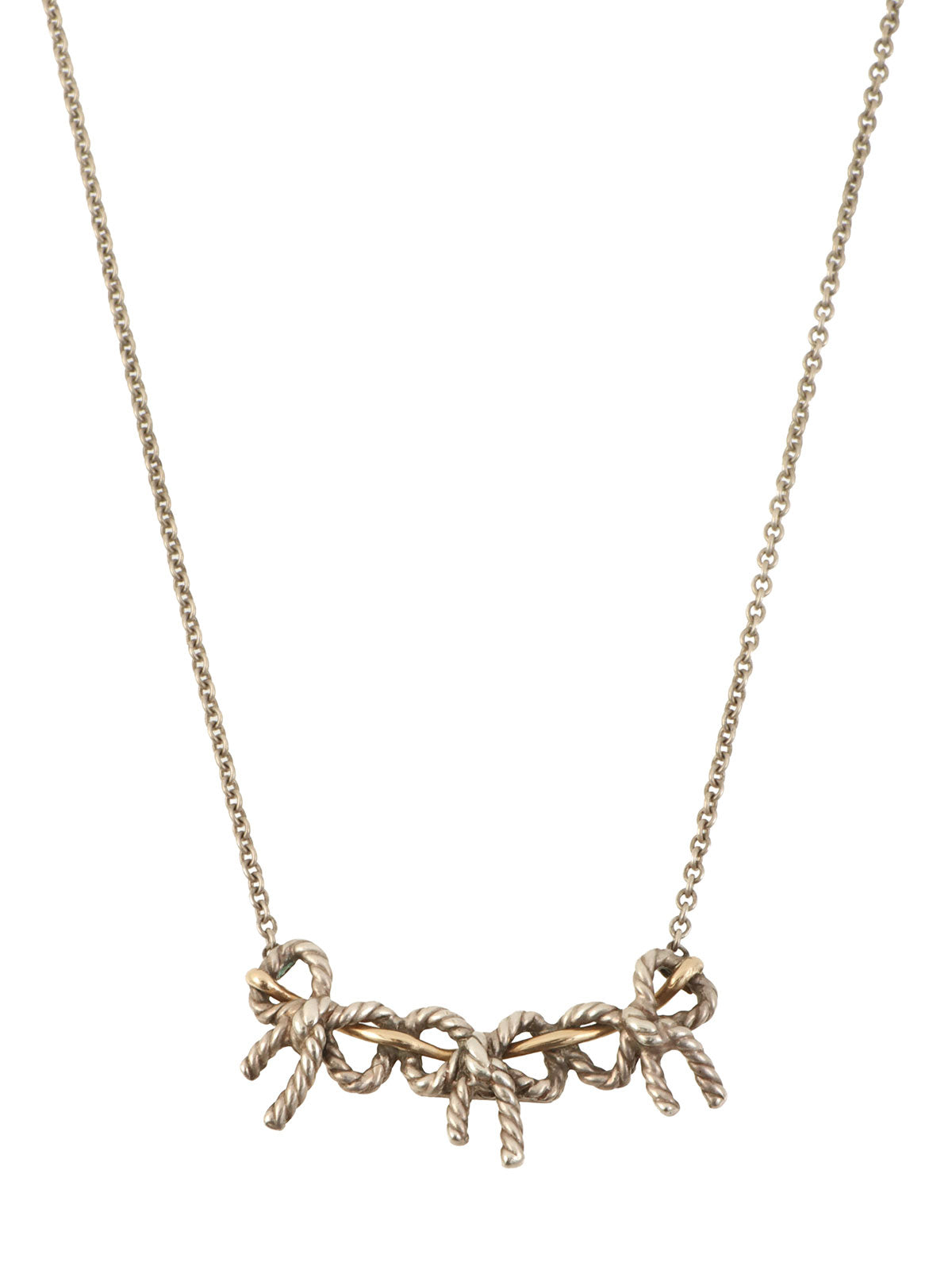18K925 Twisted Triple Ribbon Necklace in Silver/Gold