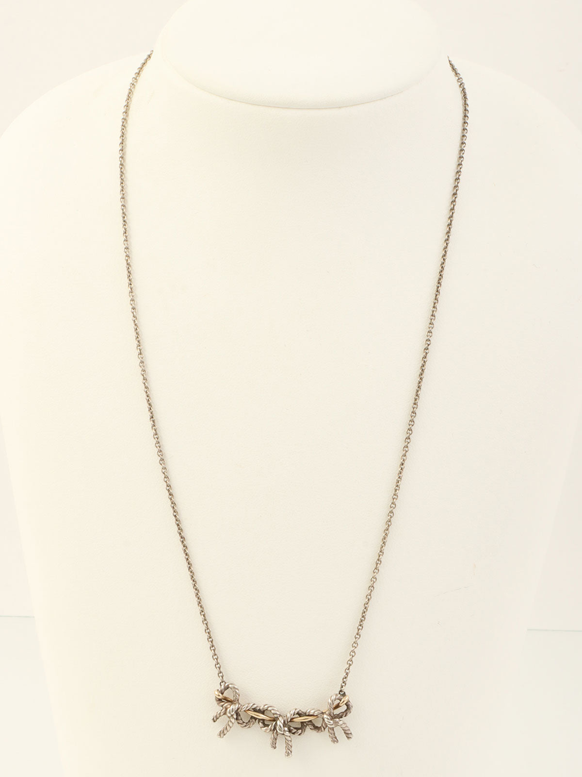 18K925 Twisted Triple Ribbon Necklace in Silver/Gold