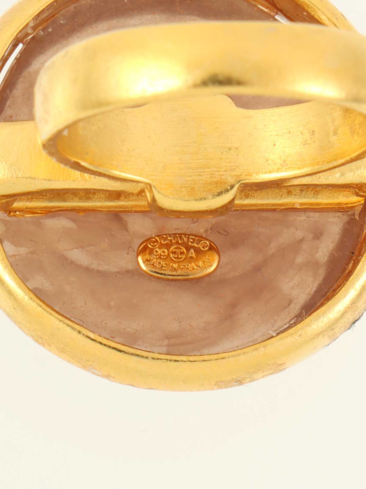 1999年製 ラウンドCCマークカラーストーンリング ゴールド/ブラウン