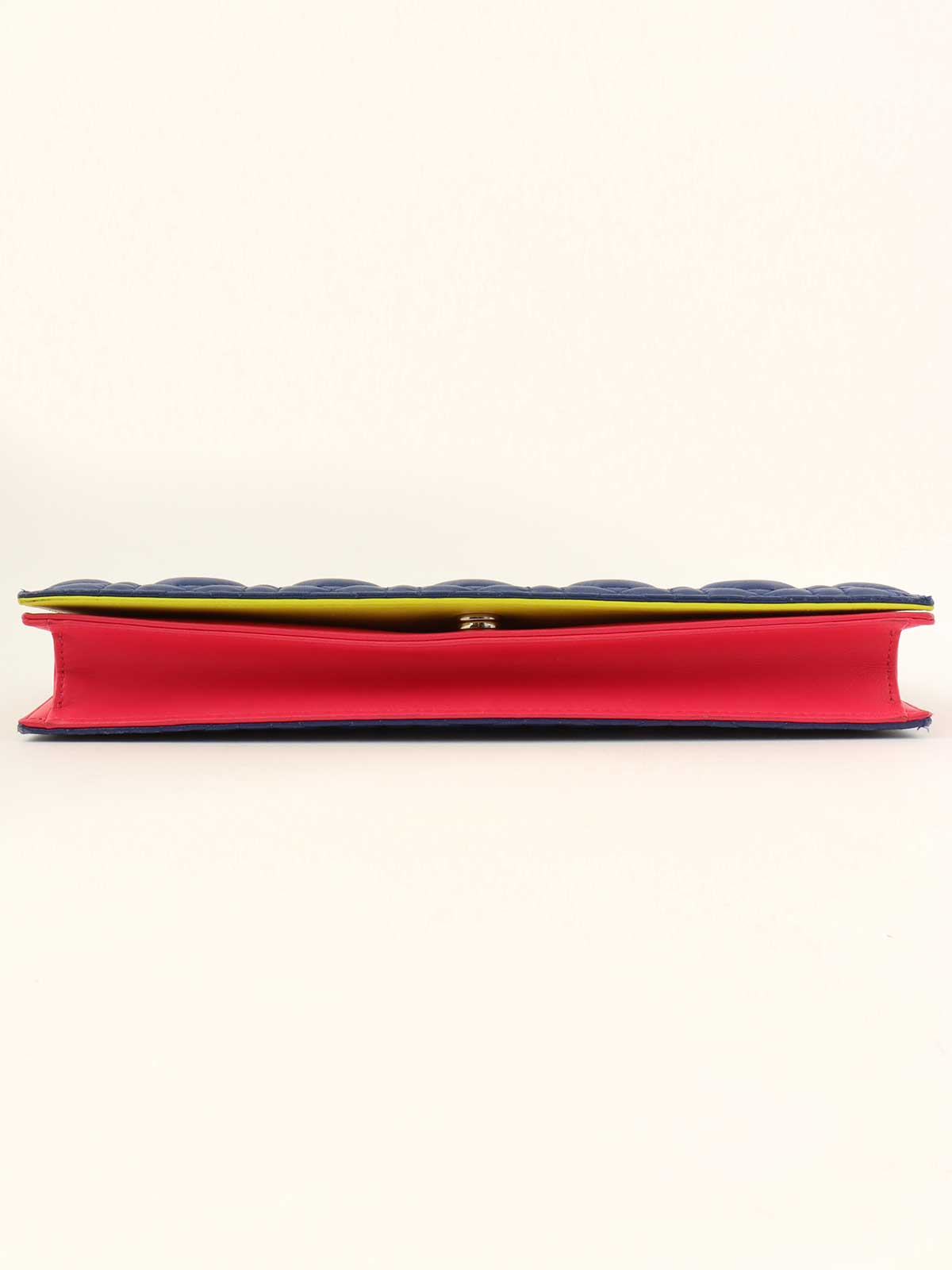 カナージュ横長チェーンショルダーバッグ 青/赤