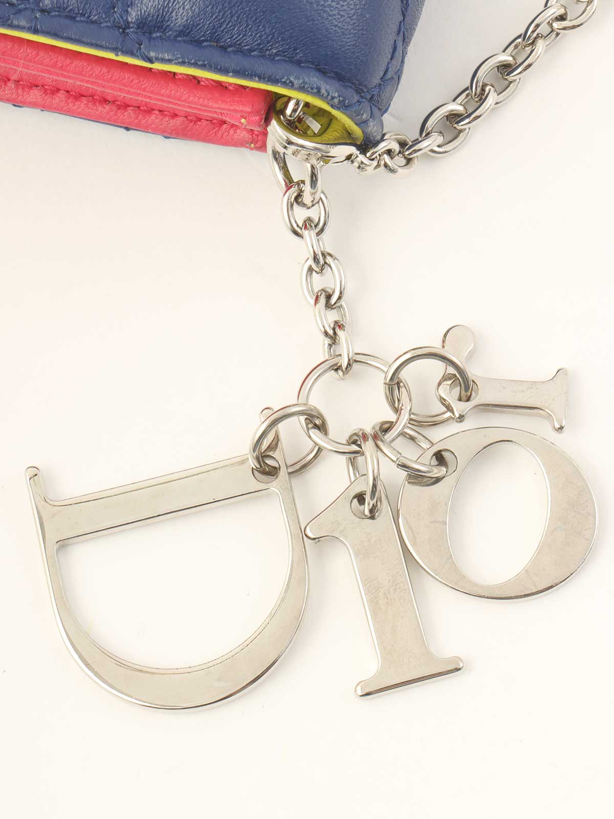 カナージュ横長チェーンショルダーバッグ 青/赤