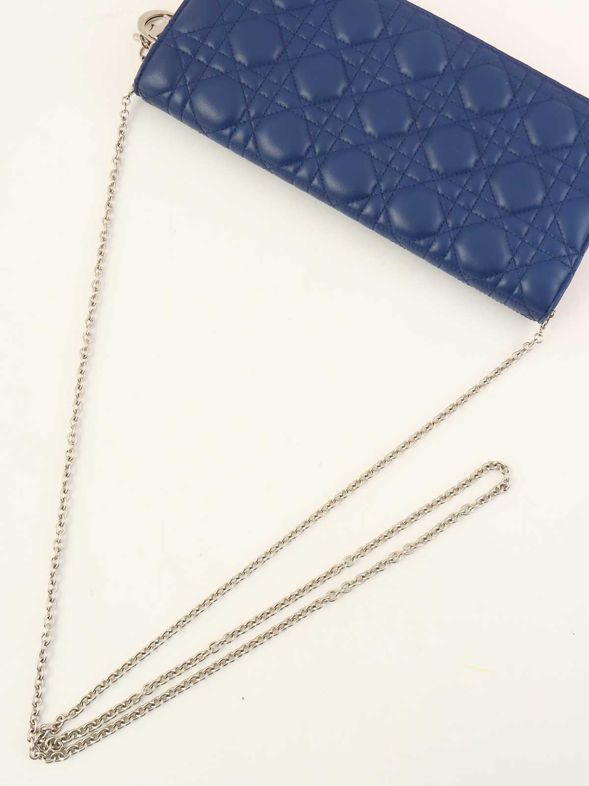 カナージュ横長チェーンショルダーバッグ 青/赤