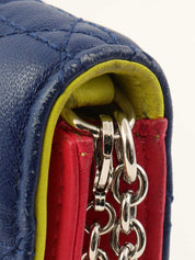 カナージュ横長チェーンショルダーバッグ 青/赤