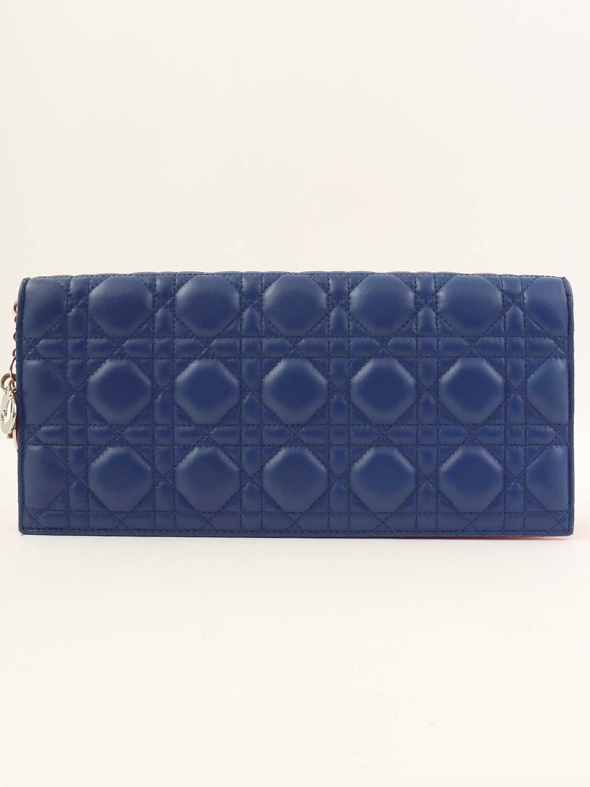 カナージュ横長チェーンショルダーバッグ 青/赤