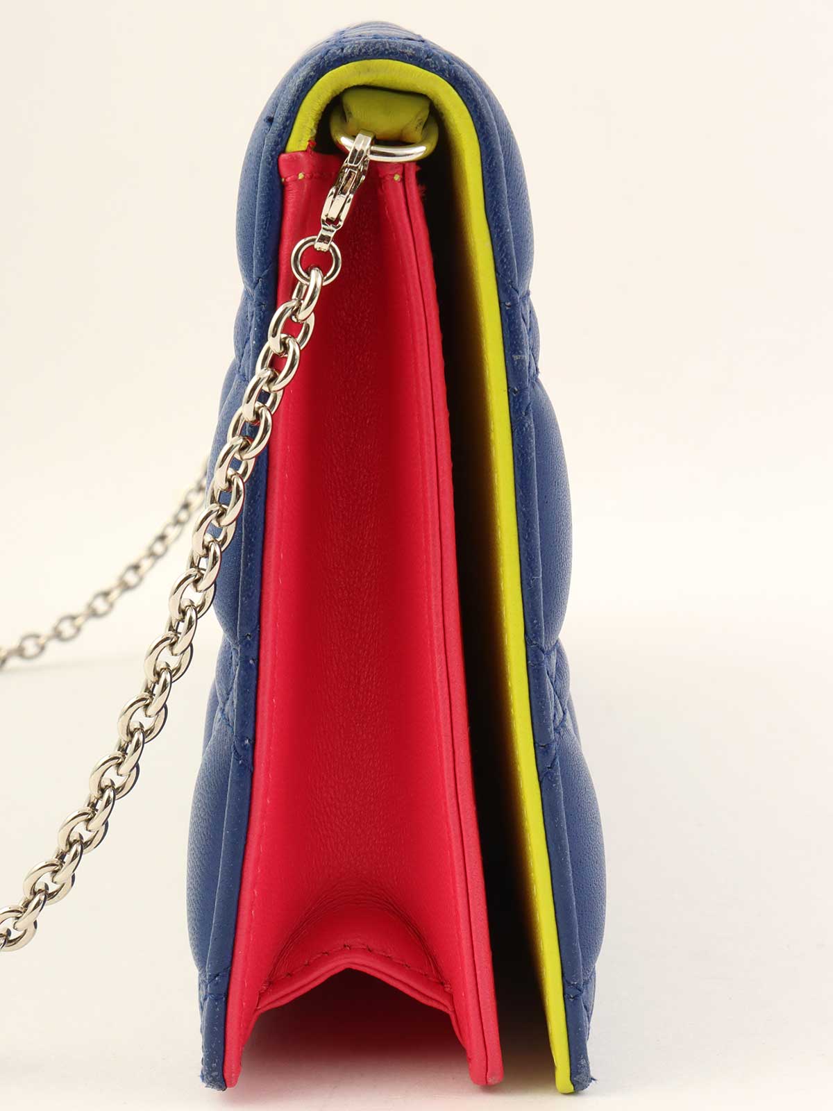 カナージュ横長チェーンショルダーバッグ 青/赤