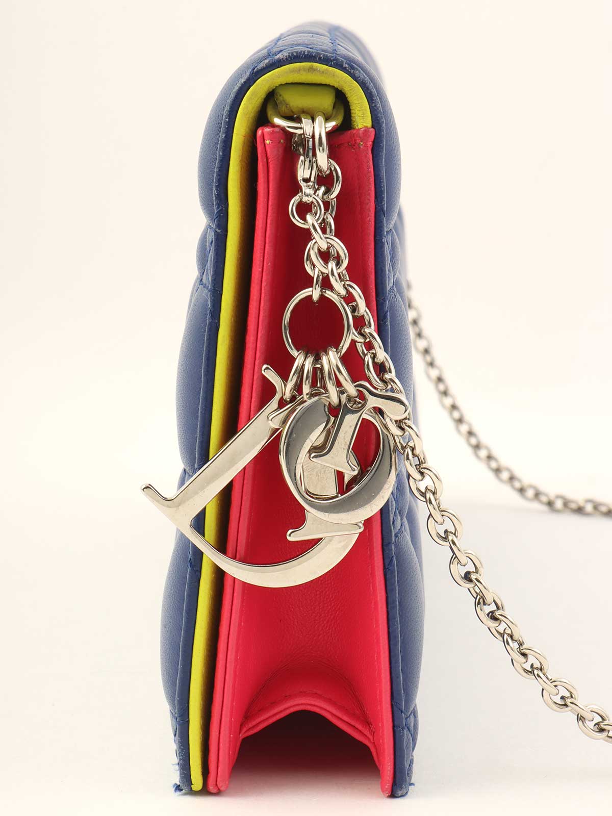 カナージュ横長チェーンショルダーバッグ 青/赤