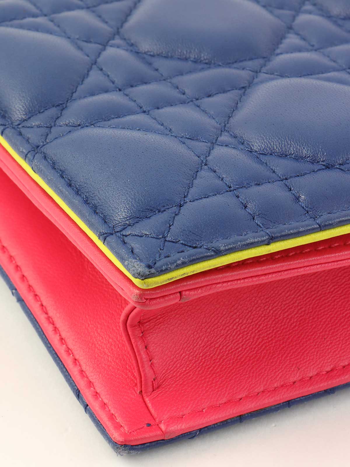 カナージュ横長チェーンショルダーバッグ 青/赤