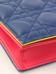 カナージュ横長チェーンショルダーバッグ 青/赤