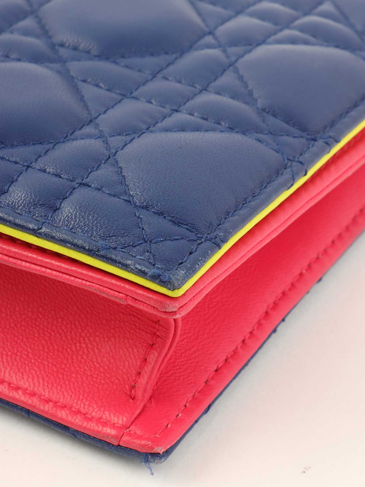 カナージュ横長チェーンショルダーバッグ 青/赤