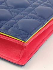 カナージュ横長チェーンショルダーバッグ 青/赤