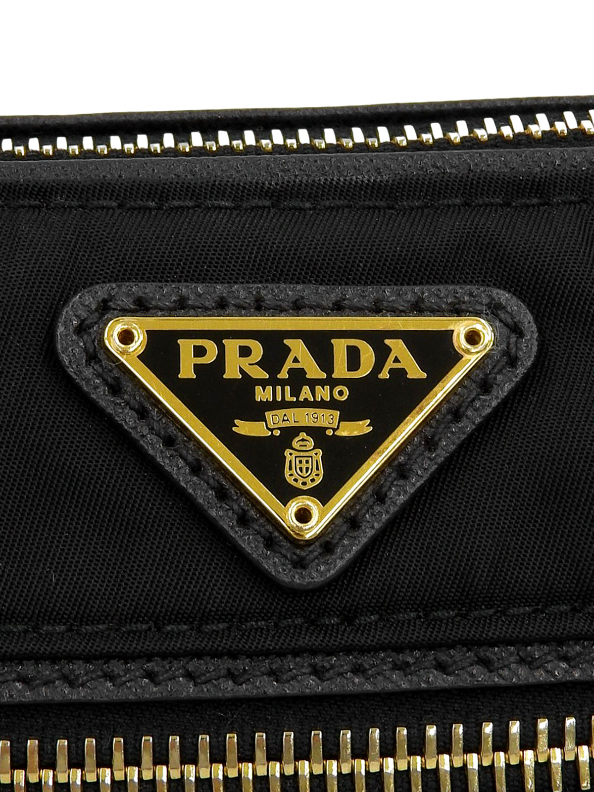 Nylon logo plate one-shoulder bag in black