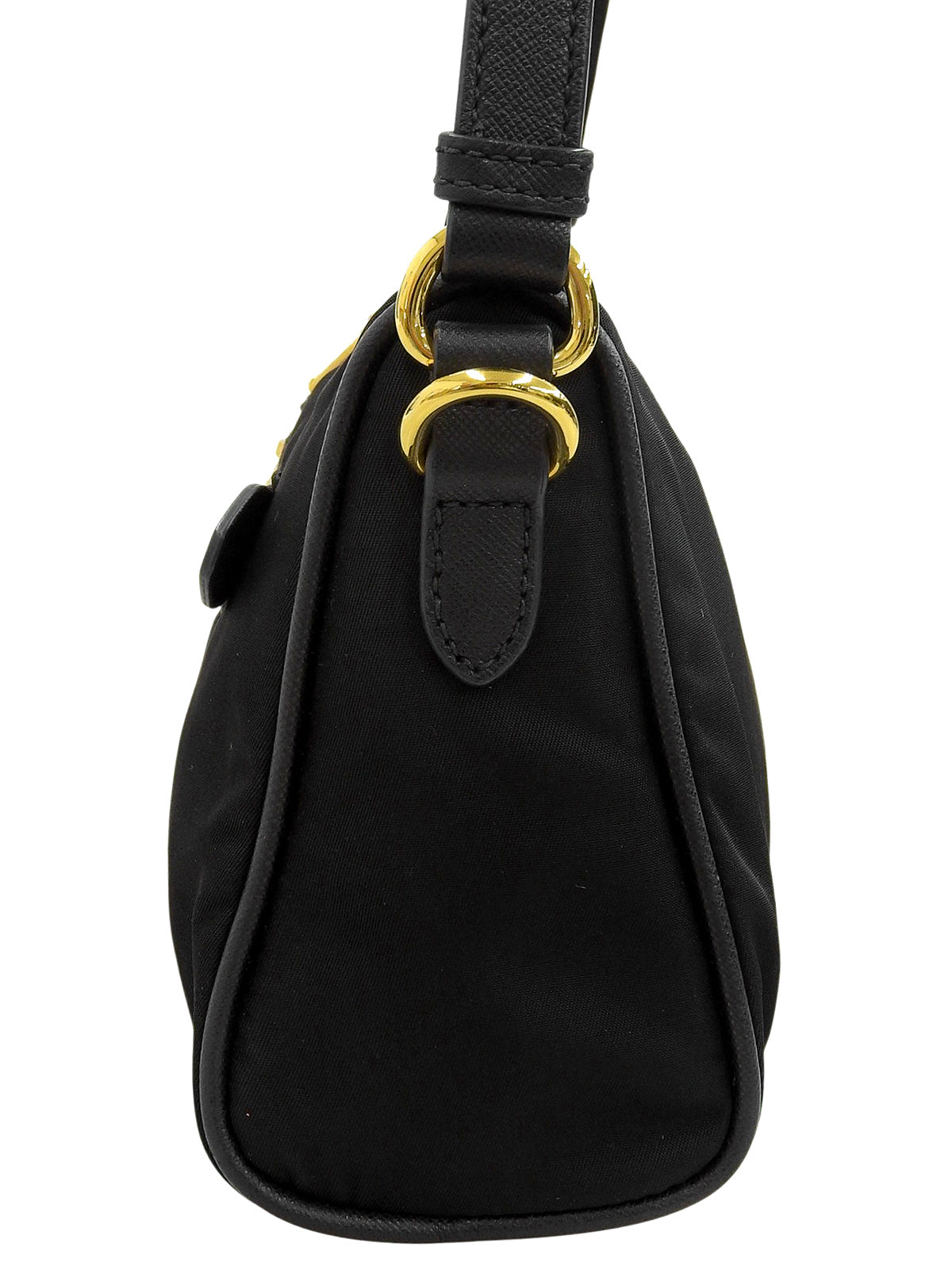 ナイロンロゴプレートワンショルダーバッグ ブラック